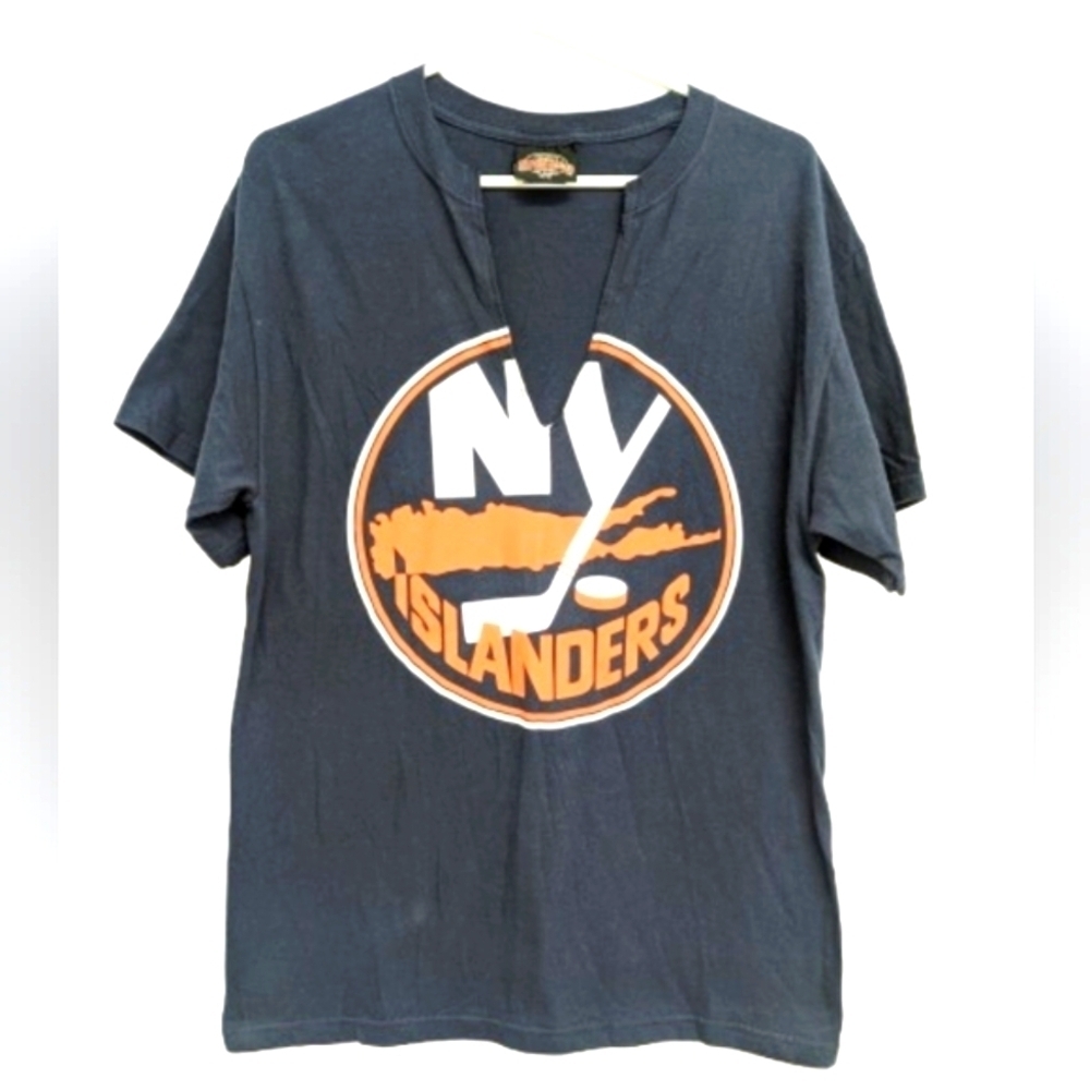 Old time Hockey NY Islanders women's v-neck oversized blue cotton t-shirt M